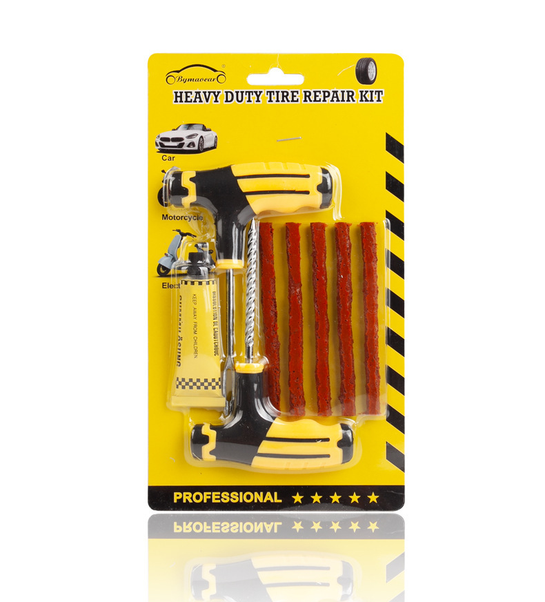 Car tire repair tool kit, including tire sealant and adhesive, for quick tire repair, suitable for motorcycles and vacuum tires, for general repair and emergency use