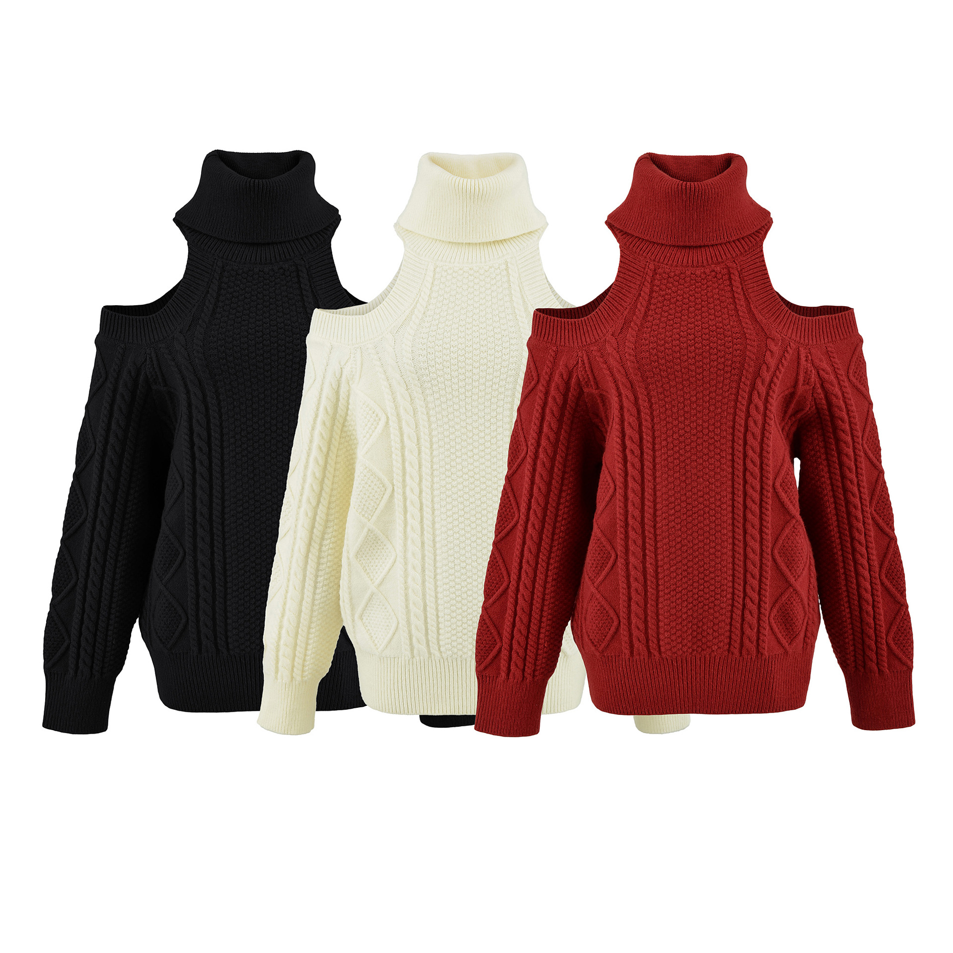 Demi-season red knitted sweater