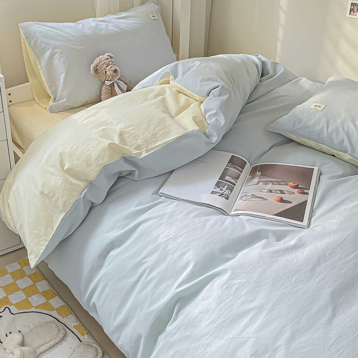 Juego de tres piezas de ropa de cama de dormitorio de algodón puro para estudiantes universitarios