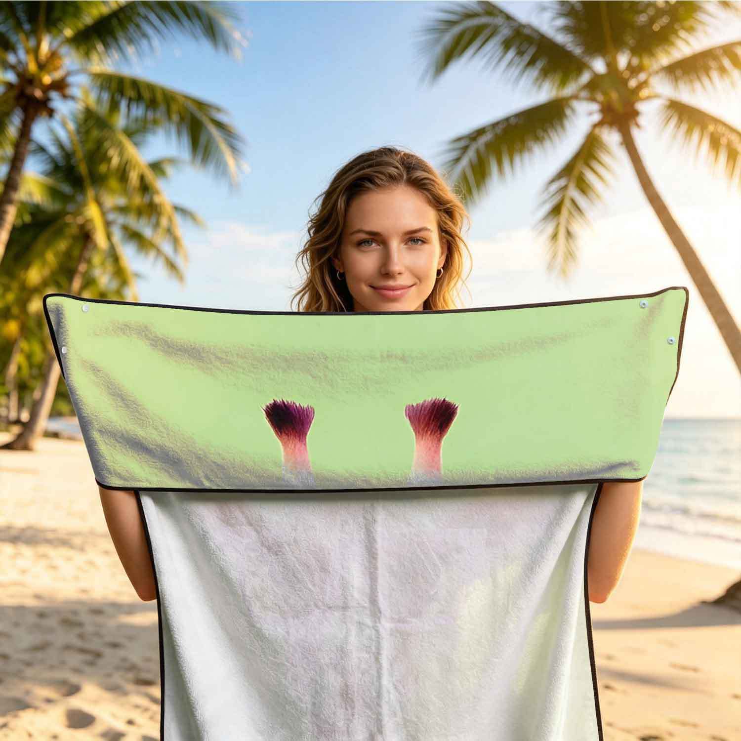 Printed bath towel and car seat cover 2-in-1, ultra-fine fiber outdoor beach and car dual-use universal seat cushion