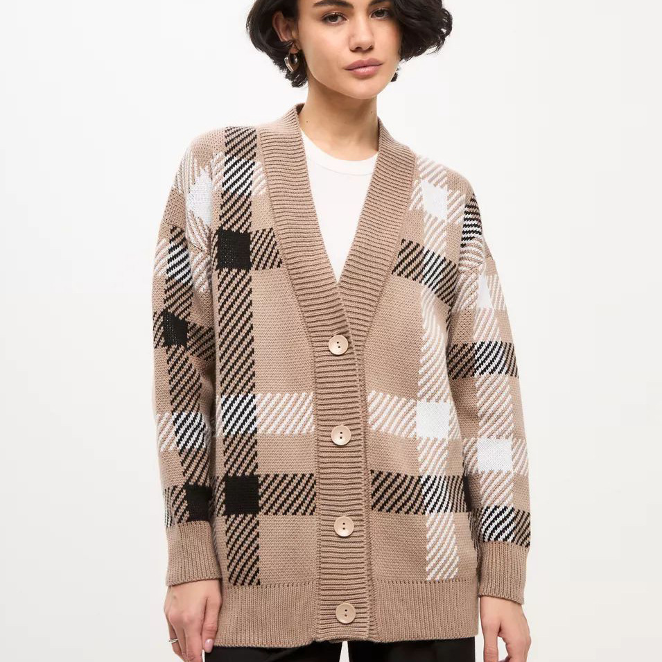 Women's Clothing Karelian plaid single breasted button down cardigan jacket_voghion.com