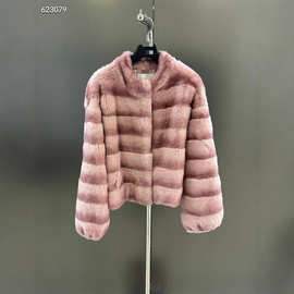 2025秋冬新款 优雅知性 高级时尚 温柔秋冬奶茶色濑兔皮草外套 批