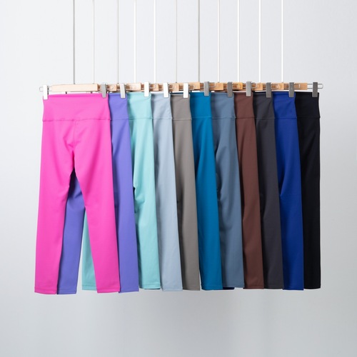 Cross-border new WT soft and tender skin-friendly high-waisted yoga pants for women with drawstring and brushed for weight loss sports and fitness nine-piece pants