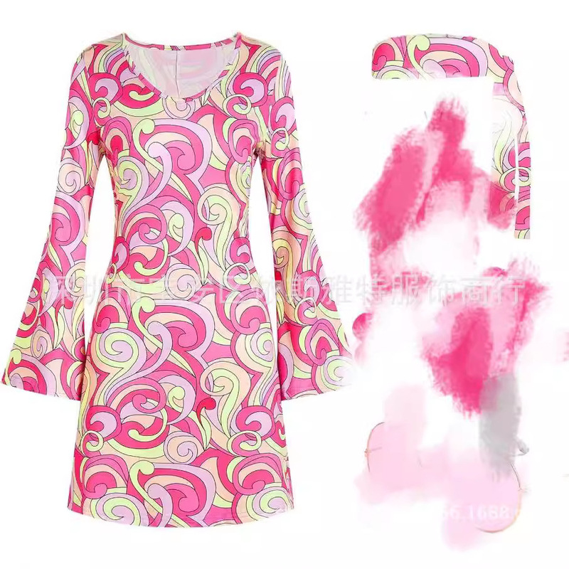 Amazon Cross Border 70 s Halloween Hippie Disco Costume dress Headless