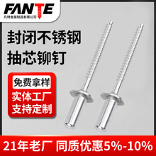 304不锈钢封闭抽芯铆钉拉铆钉防水闭口平圆头铆钉M3.2M4M4.8M6.4