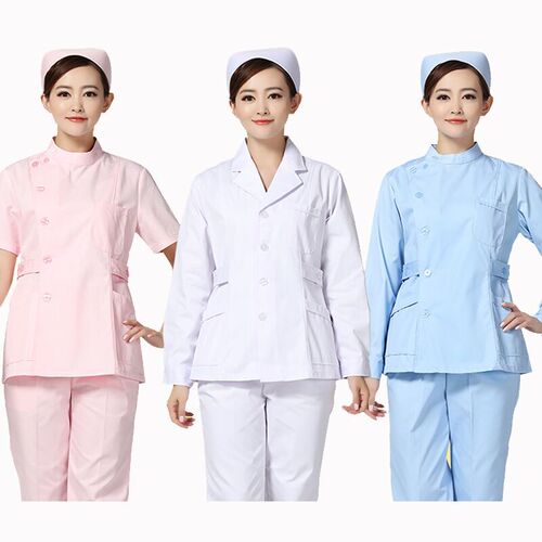Women's long-sleeve, slim-fit, two-piece small jacket—postpartum care center top, short-style uniform for caregivers and nurses, available in both winter and summer versions with short sleeves.