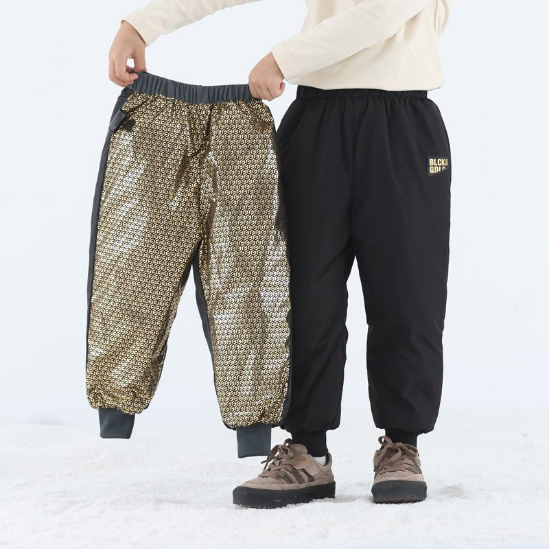 反季清仓秋冬季儿童羽绒裤子黑金长裤保暖休闲工装裤男女宝宝裤子