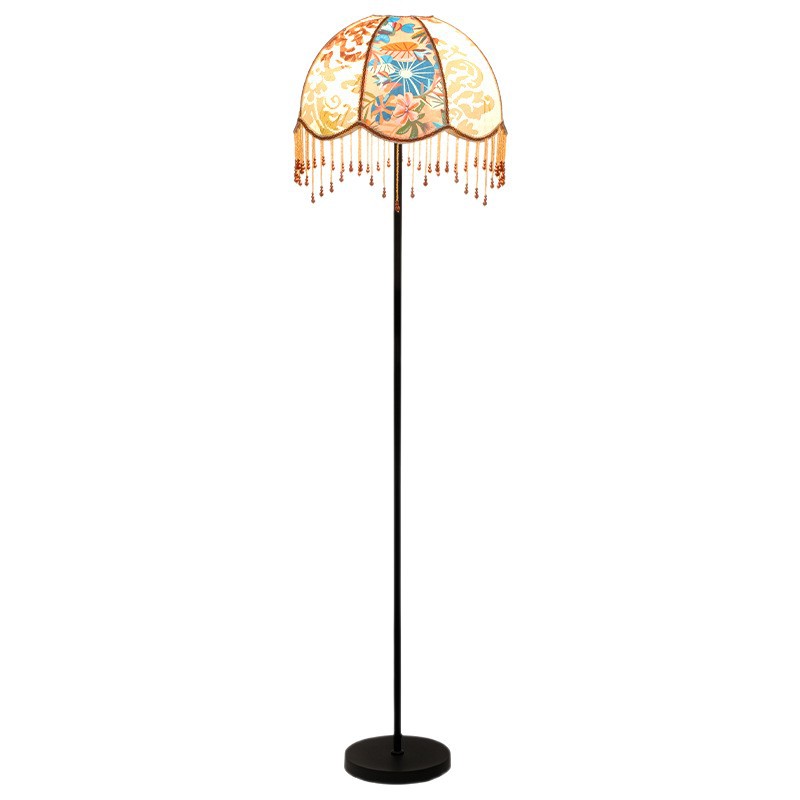 Lámpara de pie junto a la cama del dormitorio, estilo americano, sala de estar retro, sofá, impresión, decoración de tela, iluminación de ambiente 194L
