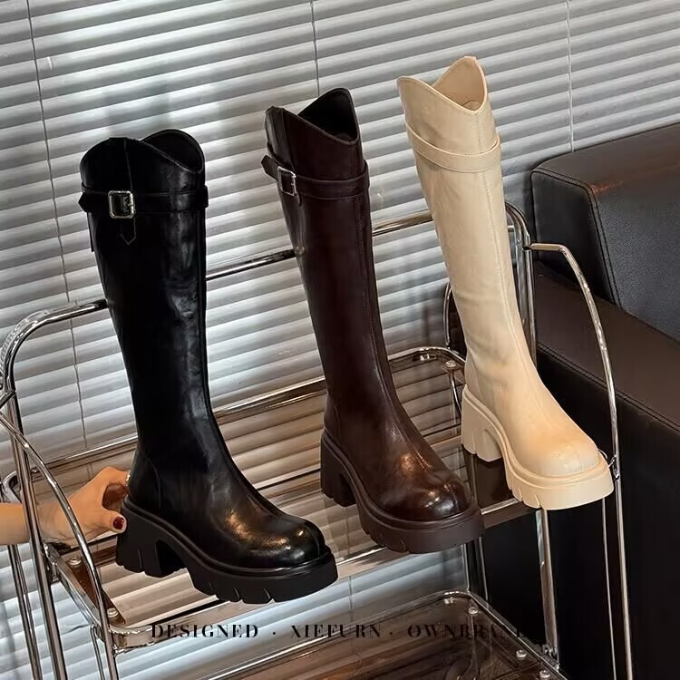 Versatile Long Boots for Women 2025 Autumn and Winter New Versatile Petite Slimming Flat Knee-High Boots High Knee Riding Boots