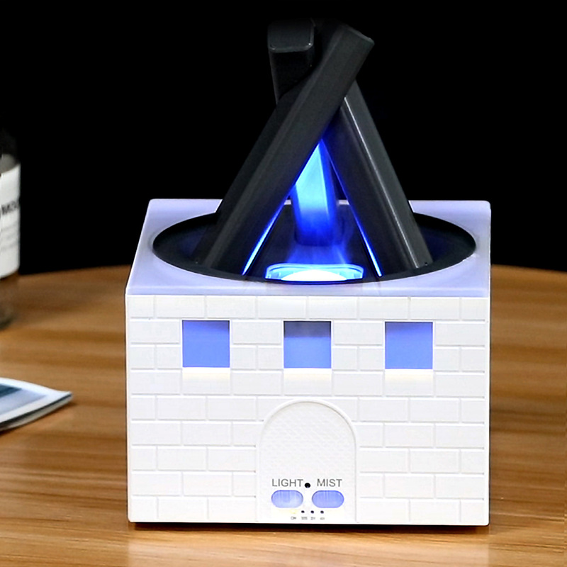 新型炎香薰機加湿器、火台焚き火飾り、エッセンシャルオイルナイトライト、メーカー消臭、レトロ風|undefined