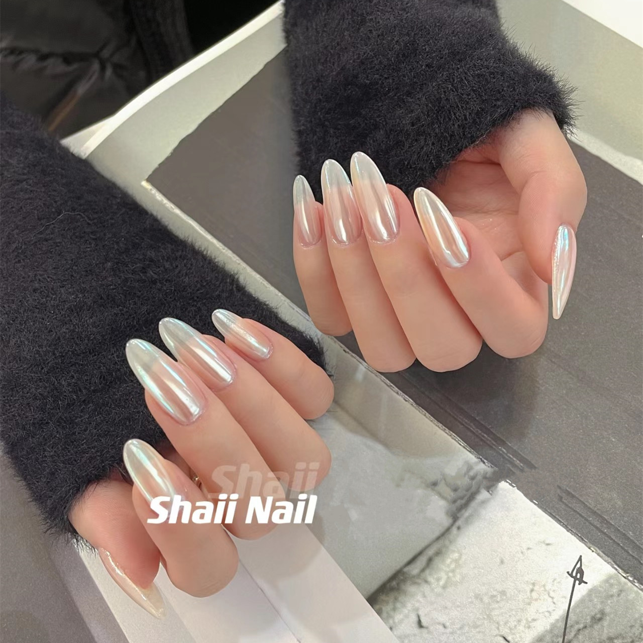 Cruzar la frontera Haili mismo estilo europeo y americano elegante luz de la Luna Blanca perla Aurora desgaste manicura desmontable clavo falso pieza clavo