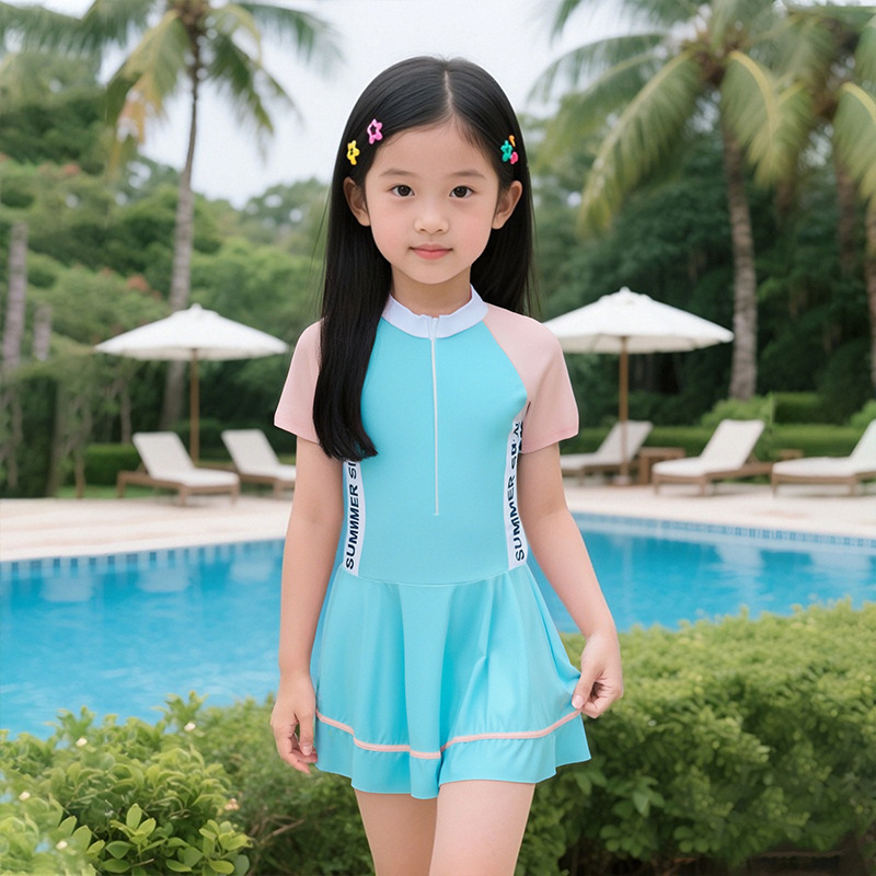 Traje de baño para niños nuevo estilo coreano mediano y grande para niños niñas vestido de una pieza estilo occidental traje de baño de entrenamiento boxeador profesional