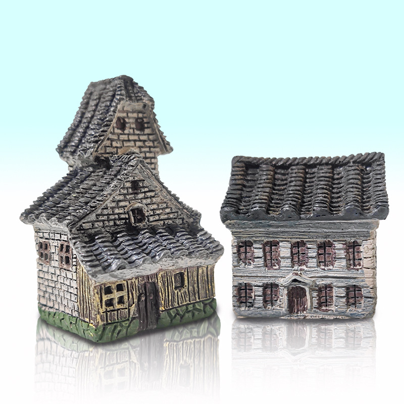 Casa de campo casa antigua decoración de maceta accesorios de bonsai decoración de resina creativa pecera paisajismo al por mayor