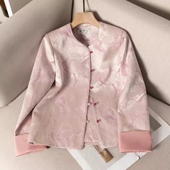 新中式外套女宽松2025春秋装新款设计感小众重工提花复古国风上衣
