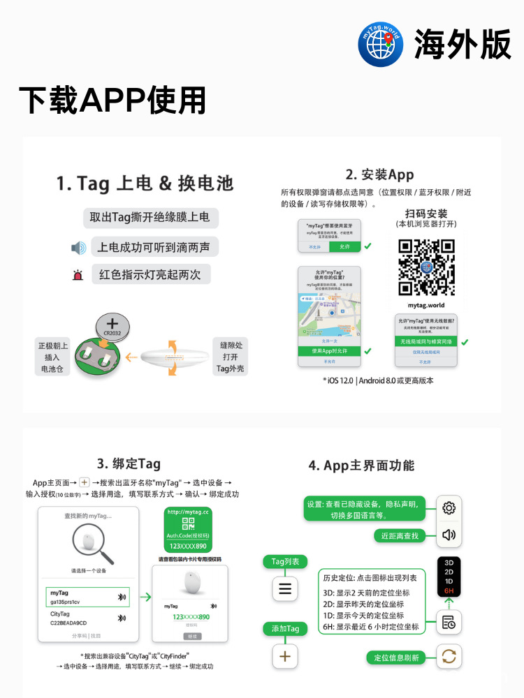 Dual-system GPS tracker for Apple and Android devices, anti-lost locator, smart global Bluetooth tracker for pets