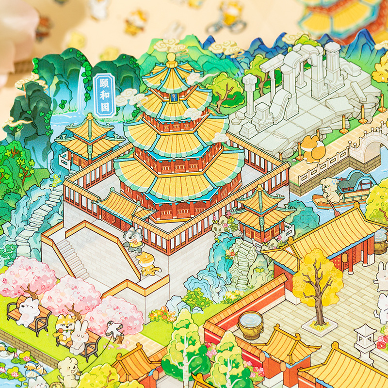 Pegatinas de paisajismo en miniatura de Yu Xian Pet City Capítulo 3.0 Beijing Diversión tridimensional Edición ampliada de pegatinas de paisajismo