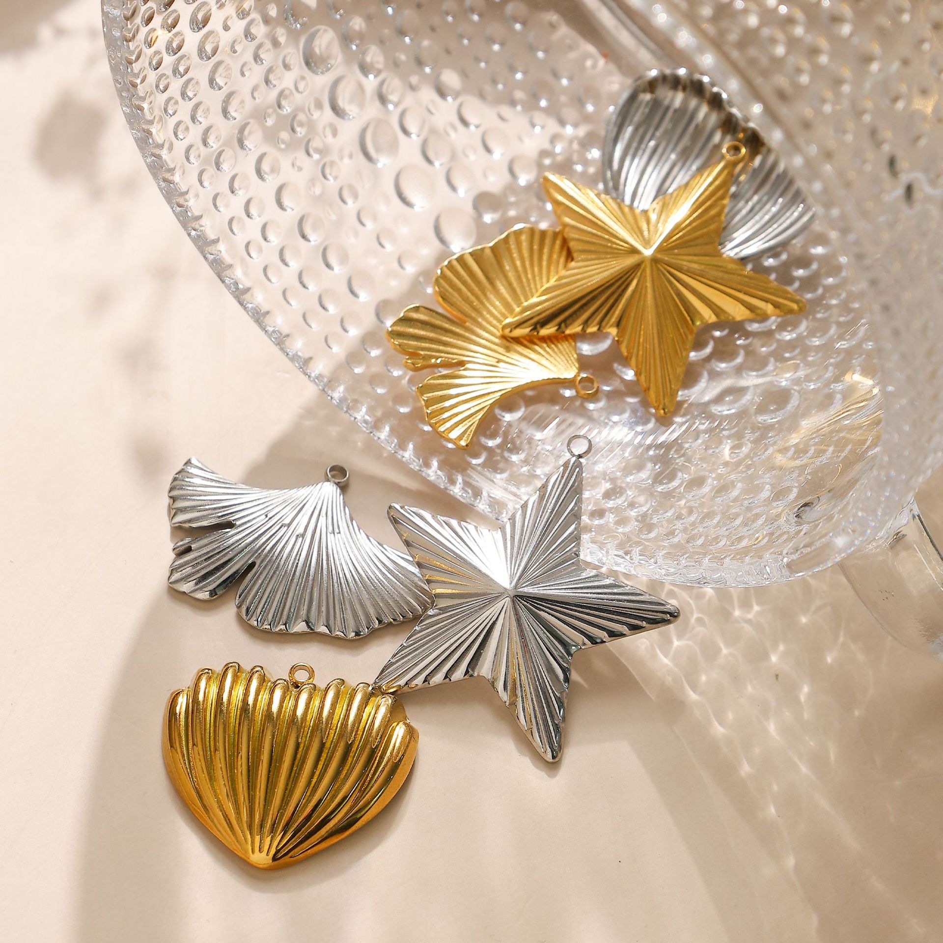 3g Weight 1 Piece 304 Stainless Steel Star Heart Shape Pendant