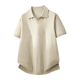 ZF8120-3D简约高智感老钱风短款海鸥领美式休闲针织短袖T恤，男装针织衫/毛衣，星座614