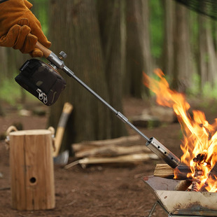 Outdoor camping lengthened fire gun stainless steel spray gun burning pig hair camping straight handle handheld removable igniter
