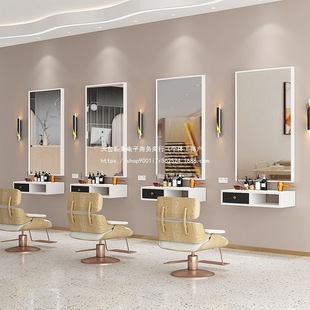 Barber Shop Special Mirror with Led Light Hairdressing Mirror Table Single-Sided Internet Celebrity Trendy Hair Salon Wall Hanging Hair Cutting Makeup Mirror