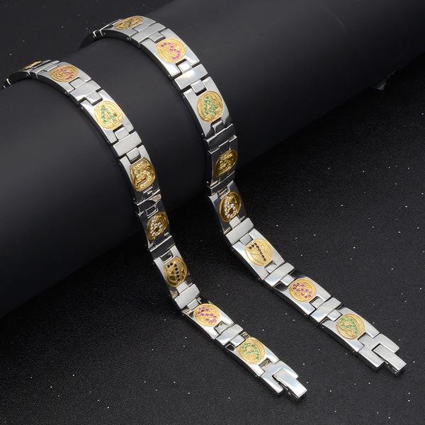 Retro creative Arabic bracelet stainless steel with zircon