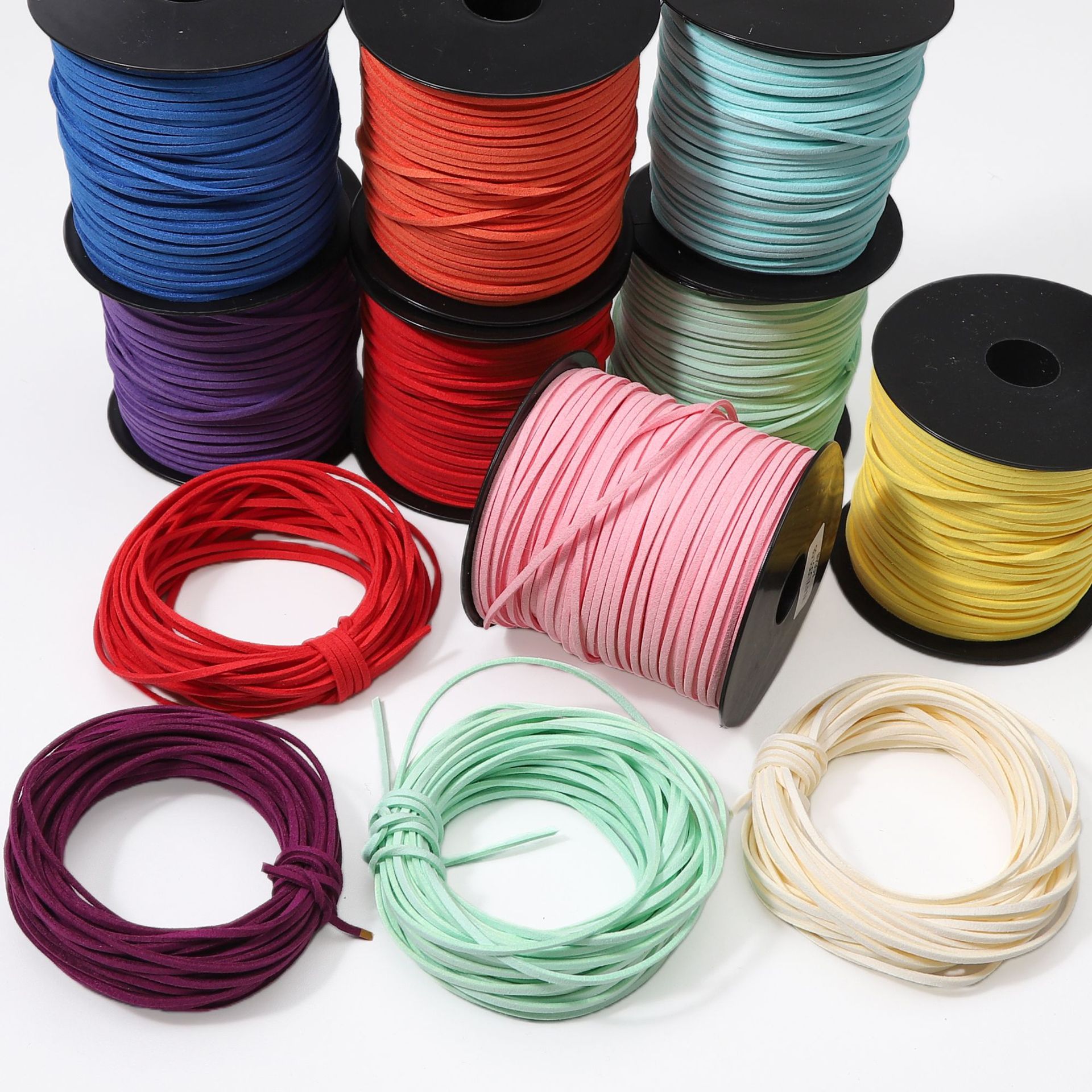 Korean Velvet 3mm Colorful Suede Leather Cord Braided Rope Leathe