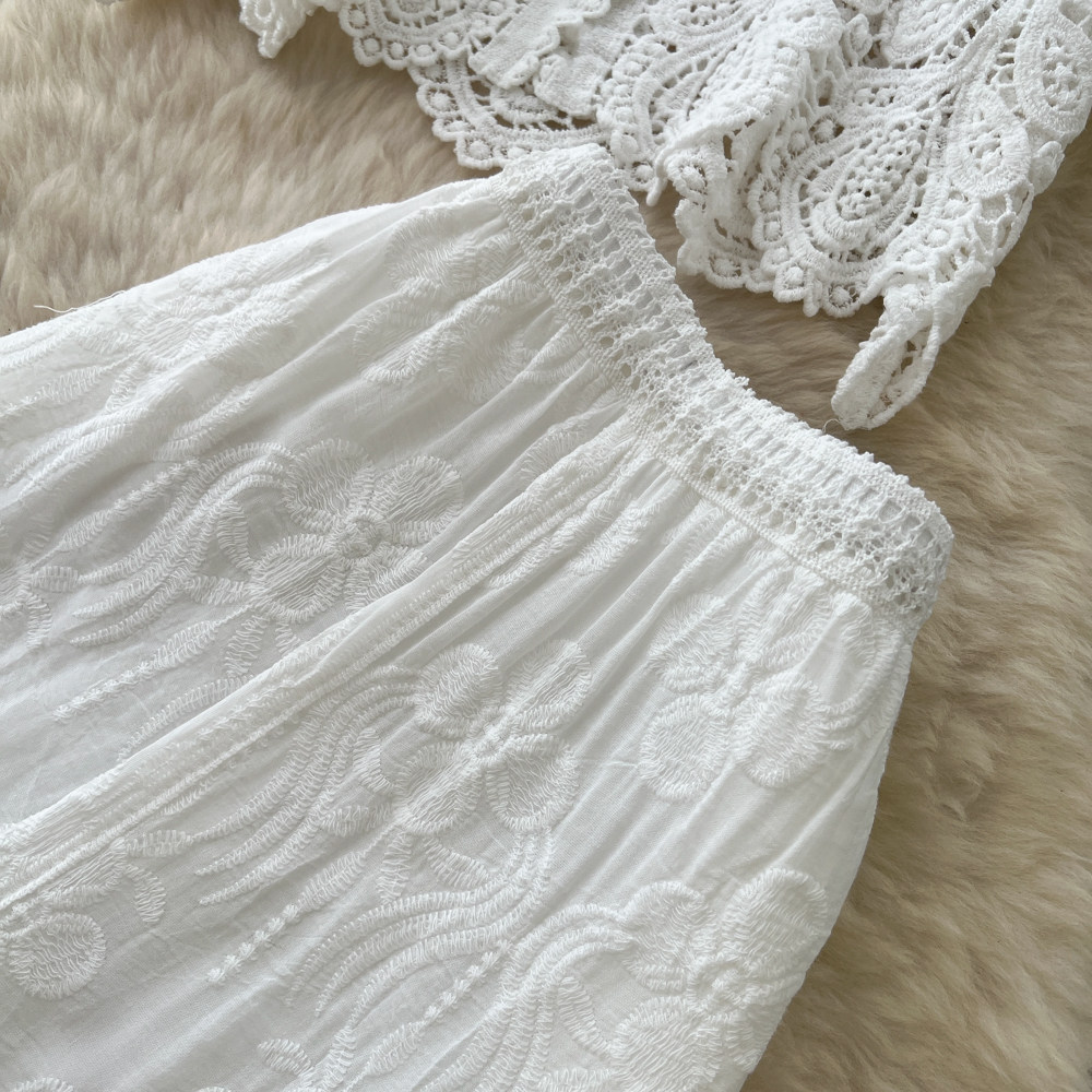 Ensemble blouse en dentelle et short style français été_voghion.com