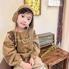 2024 Spring Kids' Fashion New Children's Spring Clothing Korean Style Corduroy Sweatshirt Shirt for Girls and Boys 122595