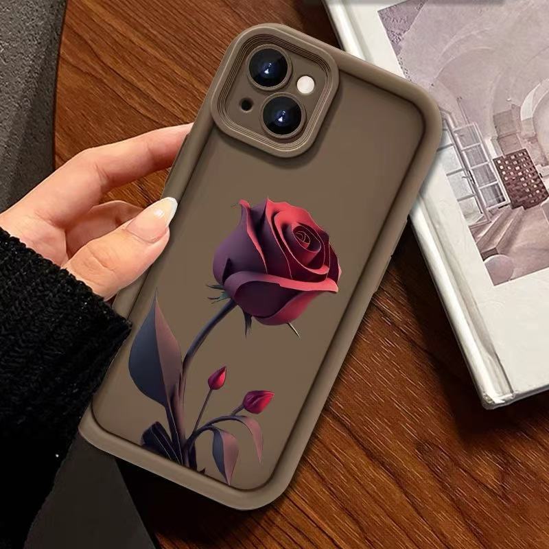 Rosa roja para Apple 16PRO funda para teléfono móvil 15/14plus silicona japonesa y coreana 13 anti-caída 12PRO/11XR