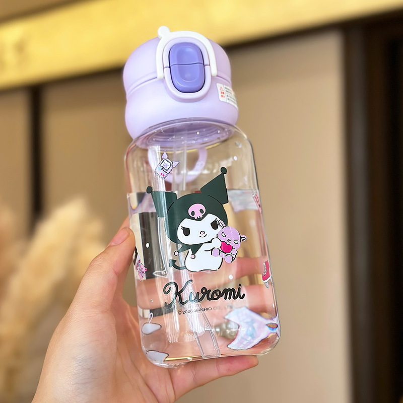 Sanrio tazas de agua para niños niñas lindas tazas de paja Kulomi tazas de plástico de gran capacidad especiales para estudiantes escolares