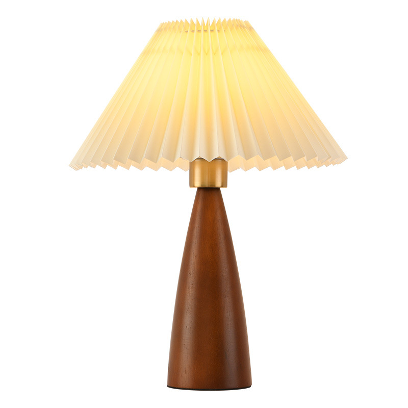 Grand View Garden retro lámpara de escritorio de nuez dormitorio cálida lámpara de cabecera nostálgica decoración de escritorio de la sala de estar lámpara de cabecera L138