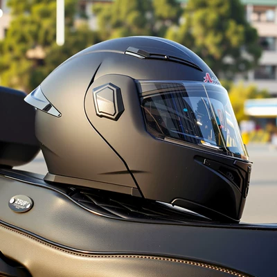 Vehicle Full-Face Helmet, Motosiklet kaskı (dəbilqə) - matte-black-3cdot-dual-certification-face-helmet-comes-with-anti-fog-agent-one-size-fits-all