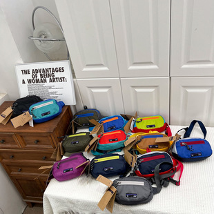 B Sports Waist Bag Trendy Outdoor Single Shoulder Crossbody Bag Fashion Color-Blocking Small Chest Bag Mini Phone Portable Chest Bag