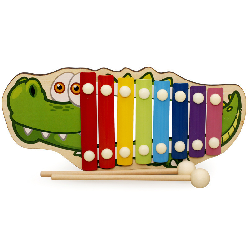 Montessori de madera de dibujos animados animal de ocho tonos de piano instrumento musical de percusión Infantil Educación Preescolar juguete educativo lote