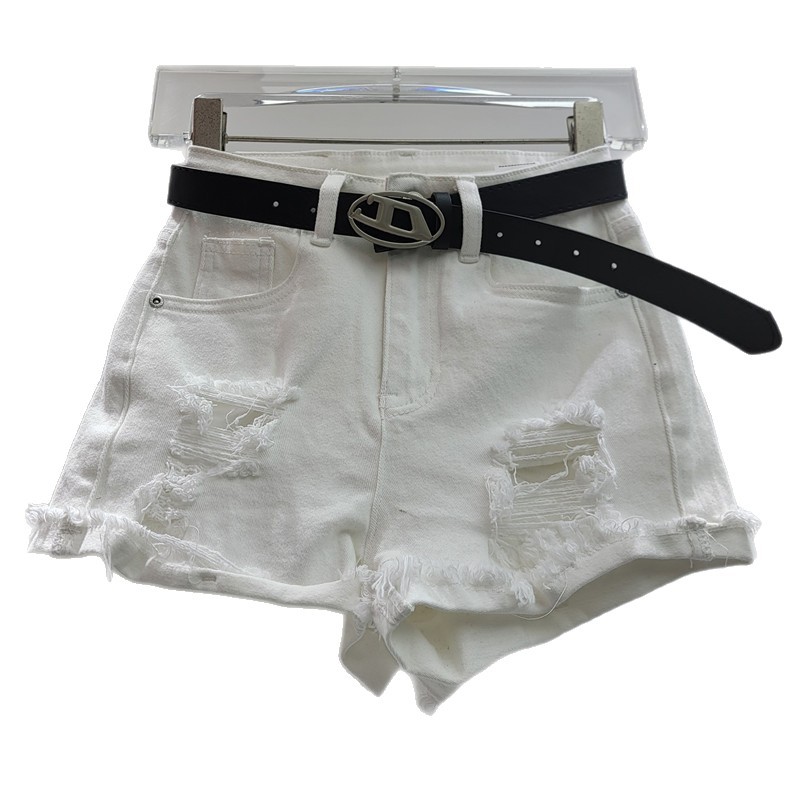 Pantalones Cortos de Mezclilla con Rotos para Mujer Dobladillo Doblado Ajuste Ceñido para Verano image 5