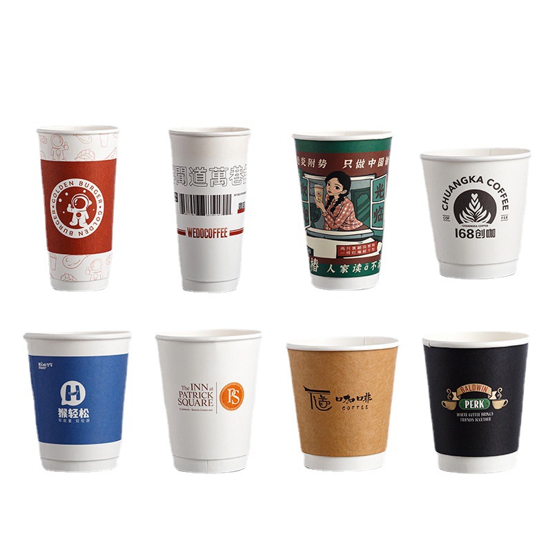 Taza de papel personalizada pequeña cantidad desechable de doble capa con tapa taza de papel de café personalizada para llevar taza de bebida caliente taza de empaque de té con leche