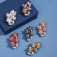 韩版合金镶水晶四花胸针母亲节轻奢大气服装配饰时尚潮流西装别针