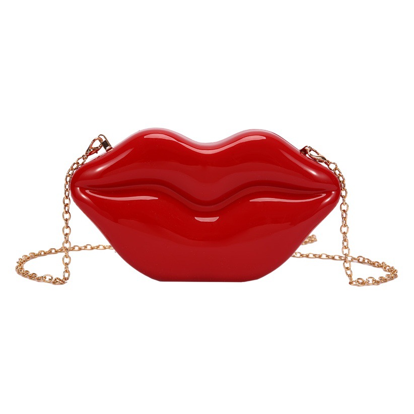 Cross-Border Personalized Big Lips Bag 2025 Summer New Niche Design Ins Popular Dinner Chain Crossbody Bag
