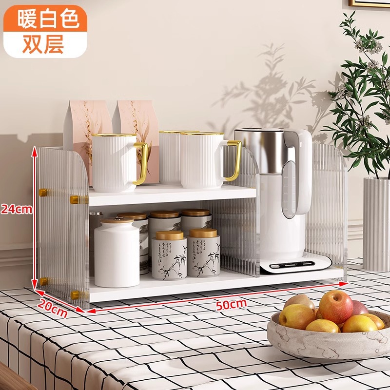 Estante de escritorio acrílico de mesa de comedor multicapa de almacenamiento y acabado de escritorio casero barra de té de mesa de almacenamiento de tazas de agua