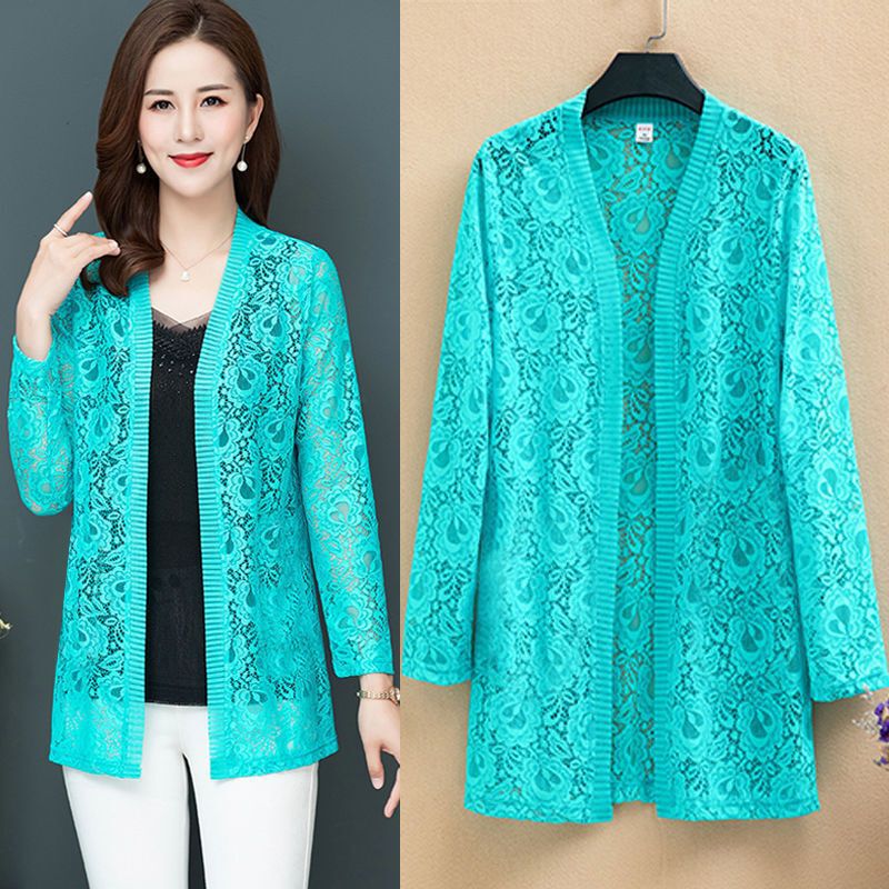 2020 Summer New Plus-Size Women's Mid-Length Lace Cardigan Thin Jacket with Long-Sleeved Sun Protection Clothing and Air-Conditioning Shirt