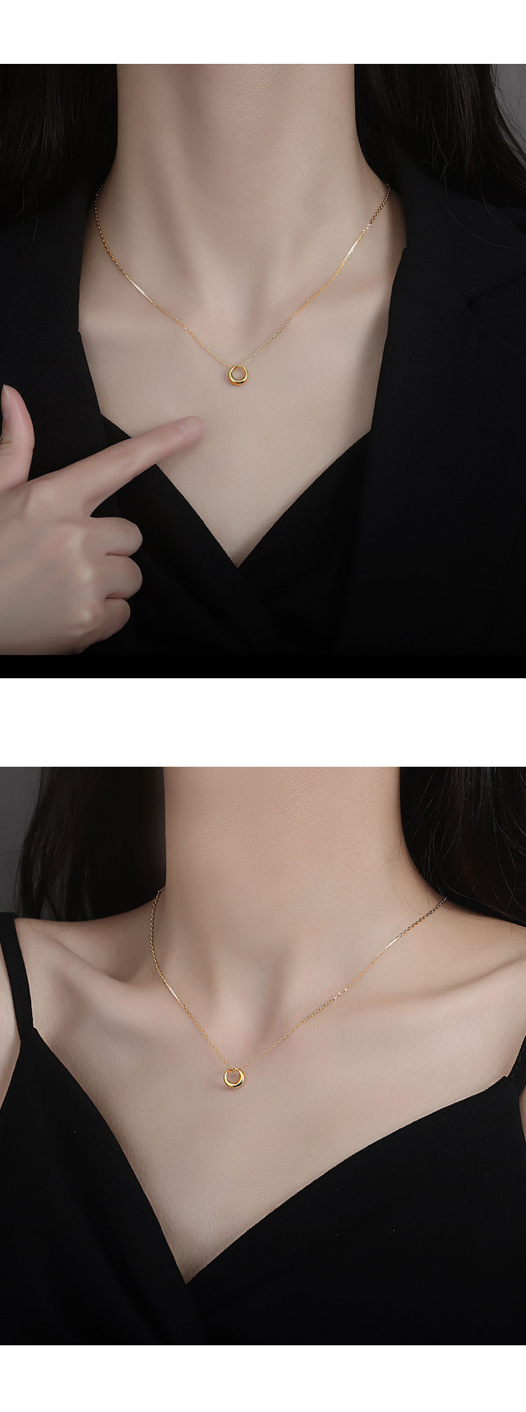Minimalist Geometric Circle Necklace For Women Elegant Style_voghion.com