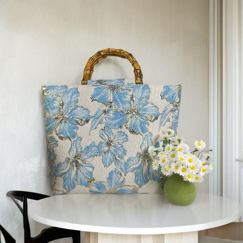New Style Chinese Retro Bamboo Jacquard Hanfu Large-Capacity Tote Bag Paired with a Large-Capacity Handbag for Cheongsam New Style Chinese Retro Bamboo Jacquard Hanfu Large-Capacity Tote Bag Paired with a Large-Capacity Handbag for Cheongsam