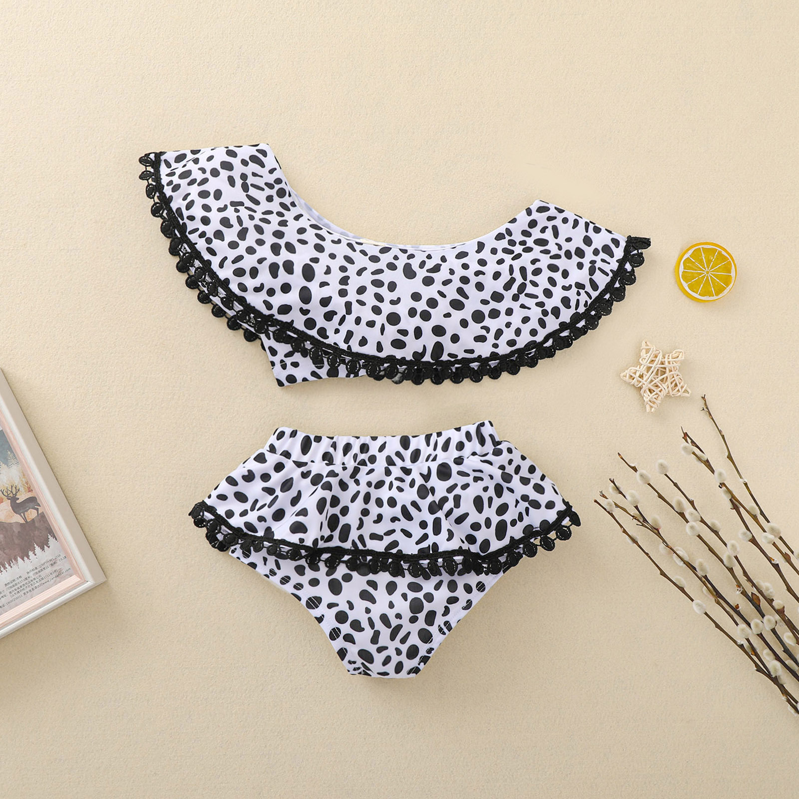 Girl's Cows Split Swimsuit Kids Swimwear display picture 3