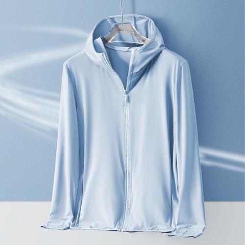 Men's Summer Sun Protection Cap Sleeve Hoodie with Ice Silk Breathable Ins Trendy Electric Bike Riding Quick Dry Thin Shirt