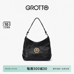 GROTTO个乐黑石hobo包植鞣绵羊皮腋下单肩斜挎包托特包通勤女包