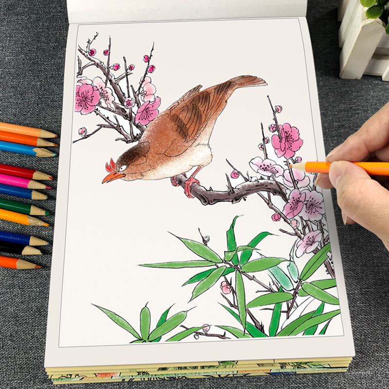 中国画白描入门描摹本国画工笔国风古风花卉人物套装底稿线稿描红