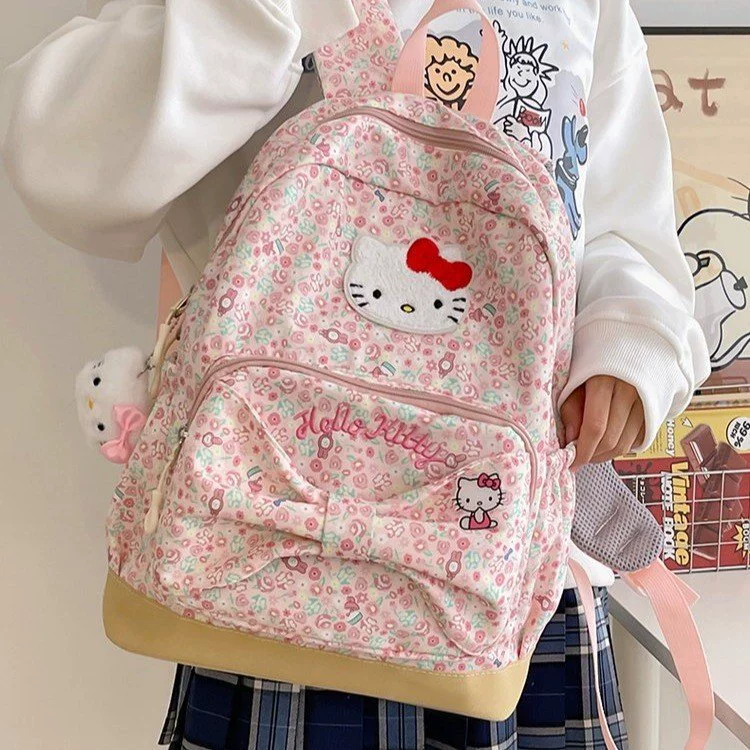 Милая рюкзак Hello Kitty для тинейджеров и студентов, вместительный, стильный, с возможностью подвески/без подвески