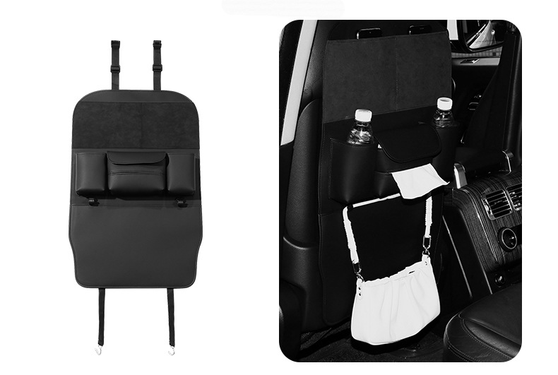 Car Rear Seat Hook Storage Bag Tissue Box Multi-Functional Storage Bag Anti-Kick Pad Car Self-Driving Travel Goodies