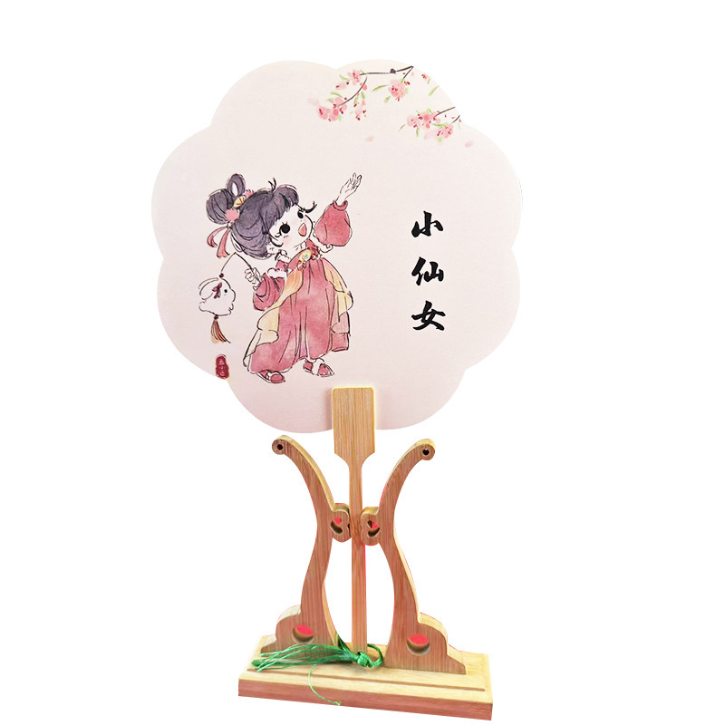漆絵段ボール扇子新しい文化的で創造的な両面古代スタイルの丸い扇子旅行レトロスタイル漆絵段ボール扇子在庫卸売|undefined