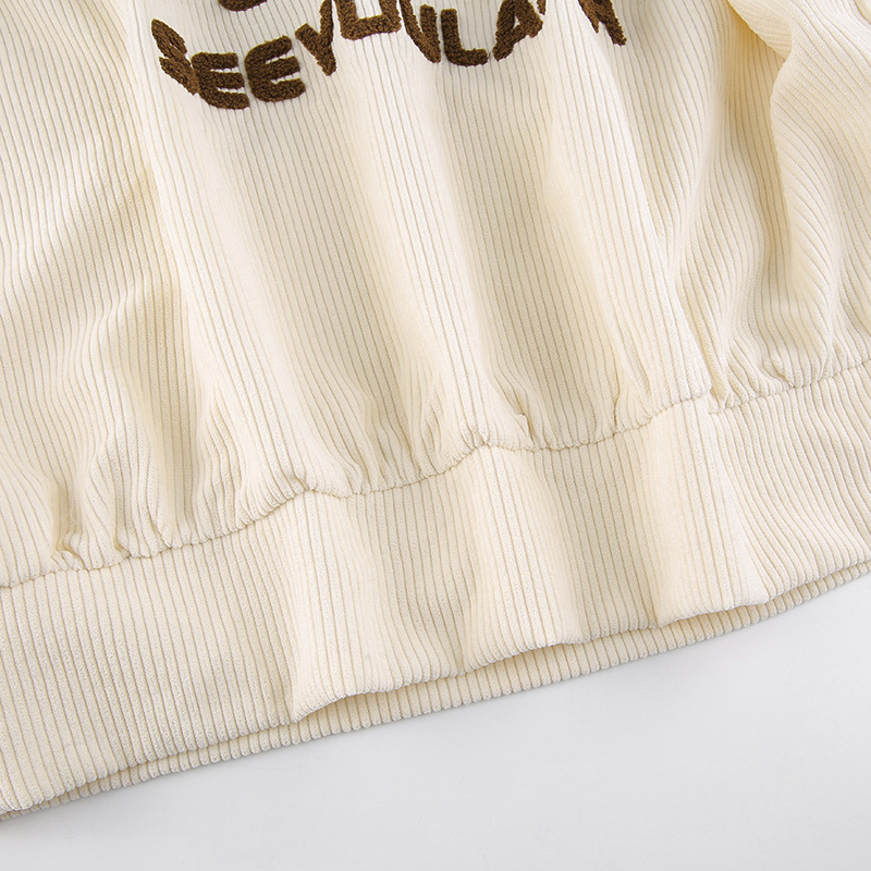 Sudadera larga suelta con solapa bordada en toalla de alfabeto retro NSGXF135734